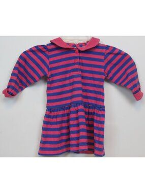 Miniwear Stripe Polo Dress Preppy Retro 18-24m Pink Purple Y2K Collar Casual Lon
